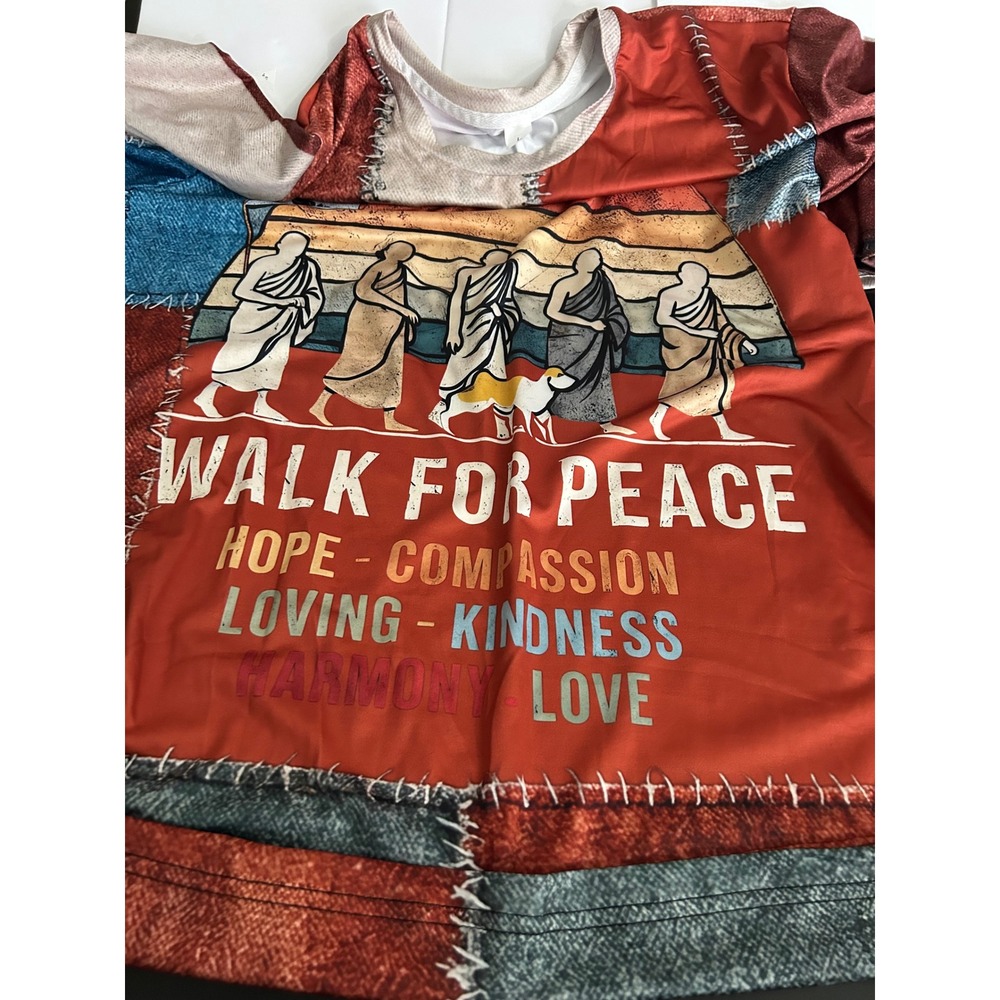 Shirt Orange Walk For Peace Compassion Kindness Graphic Patchwork Print